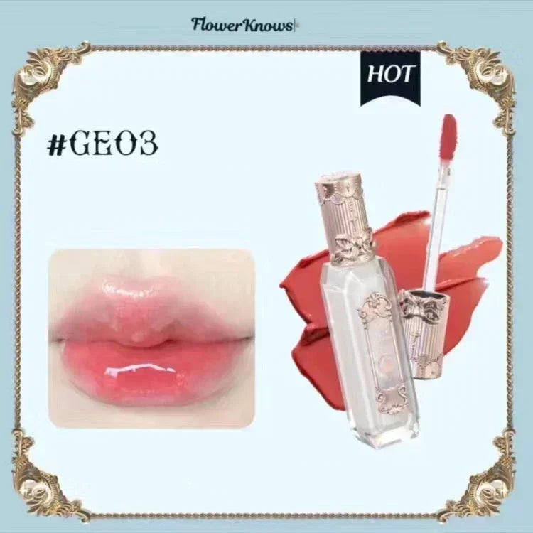 Flower Knows Midsummer Night Series Mirror Lip Gloss Film-forming Lip Balm Moisturizing Long Lasting Non-sticky ALL Lips Makeup