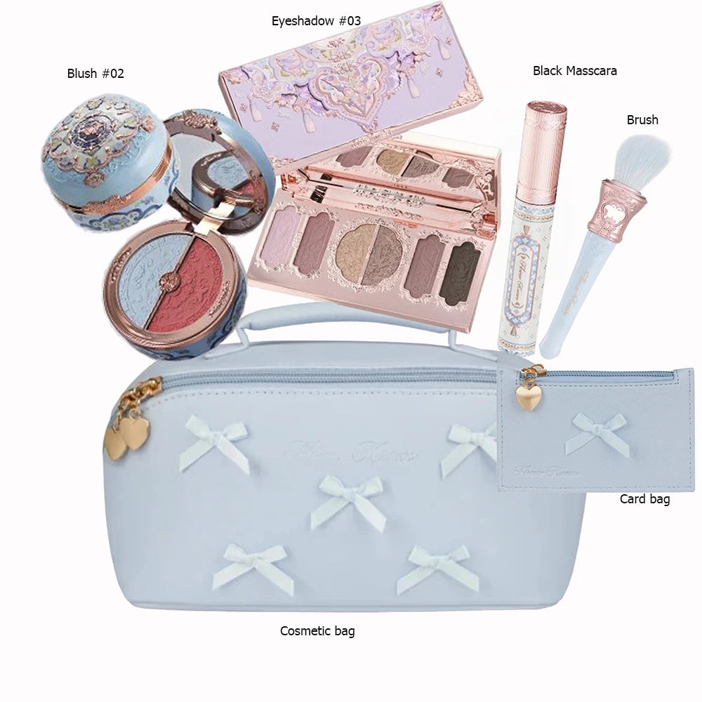 Flowerknows All In One Mackup Set Gift Box Flower Knows Glitter Eye Shadow Palette Blusher Long Lasting Gloss Lipstick With Bag