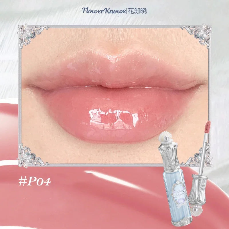 Flower Knows Midsummer Night Series Mirror Lip Gloss Film-forming Lip Balm Moisturizing Long Lasting Non-sticky ALL Lips Makeup