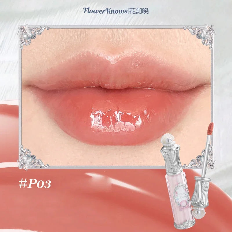 Flower Knows Midsummer Night Series Mirror Lip Gloss Film-forming Lip Balm Moisturizing Long Lasting Non-sticky ALL Lips Makeup