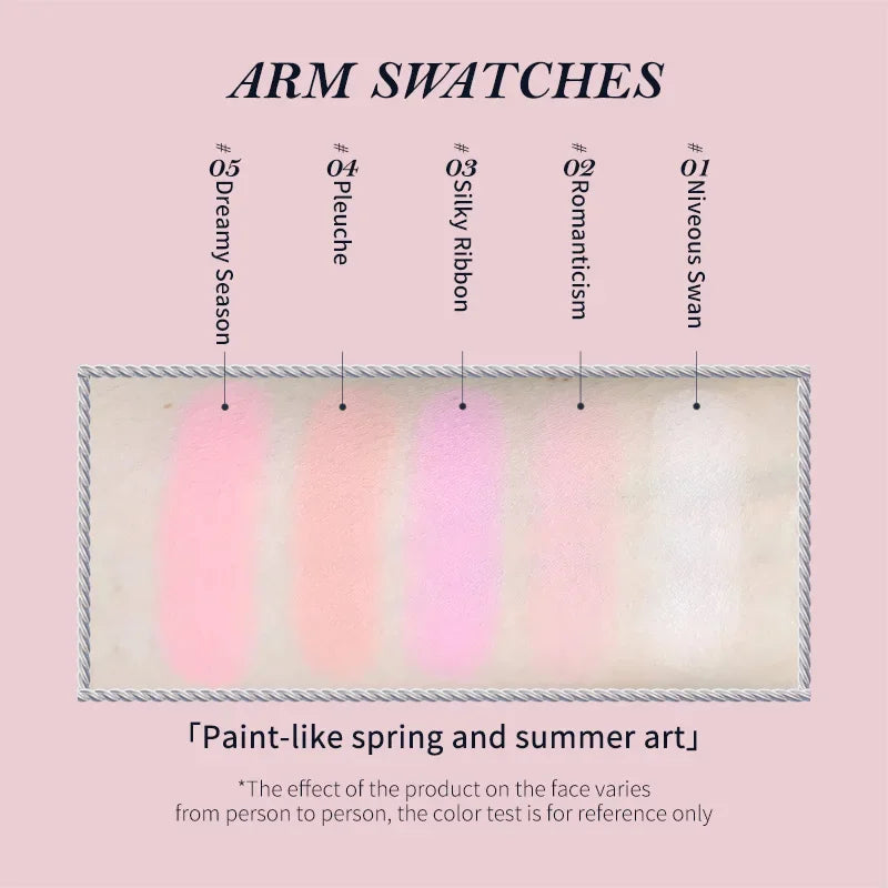 Flowerknows Swan Ballet Series Embossed Blush Palette Cute Makeup Korean Long Lasting Waterproof Face Blushes