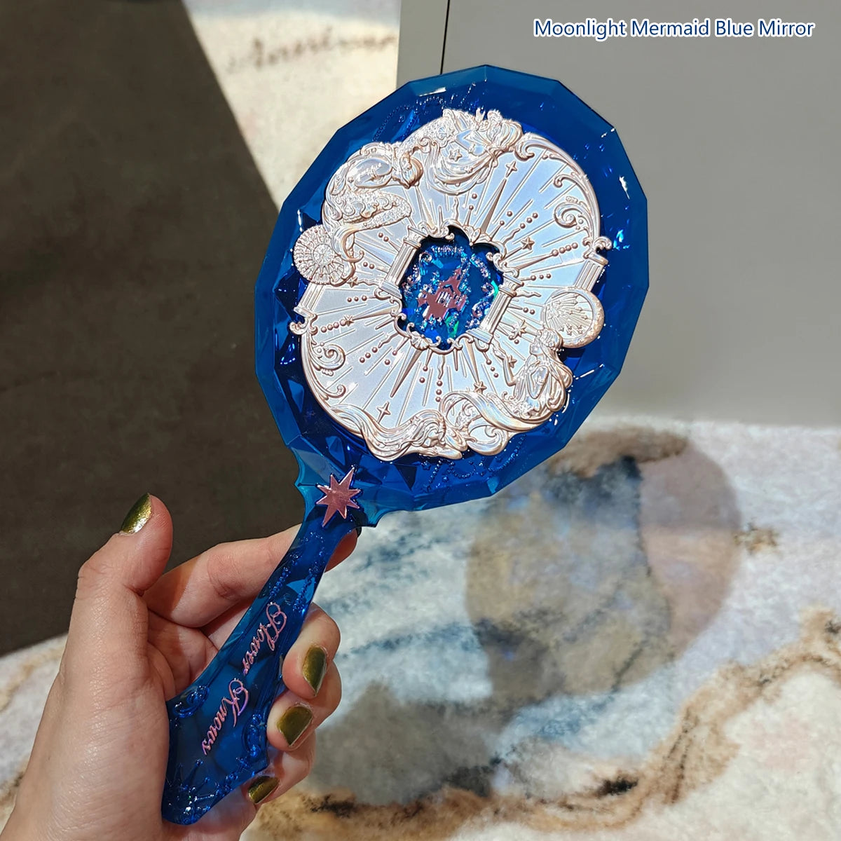 Mirror Moonlight Mermaid Collection Handheld Limited Edition Mirror White, Blue, Pink, and Chocolate Fairy Design