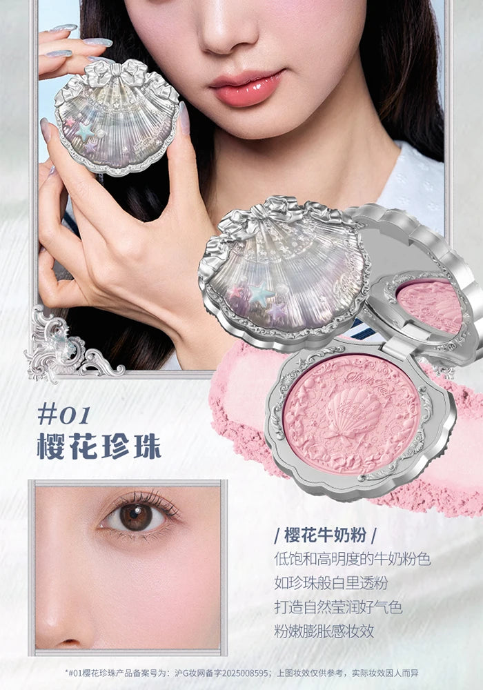 Makeup Flowerknows Shell Pearl Collection Silk Satin Blusher Lightweight Highly Pigmented Blush Powder Long Lasting Face Blushes