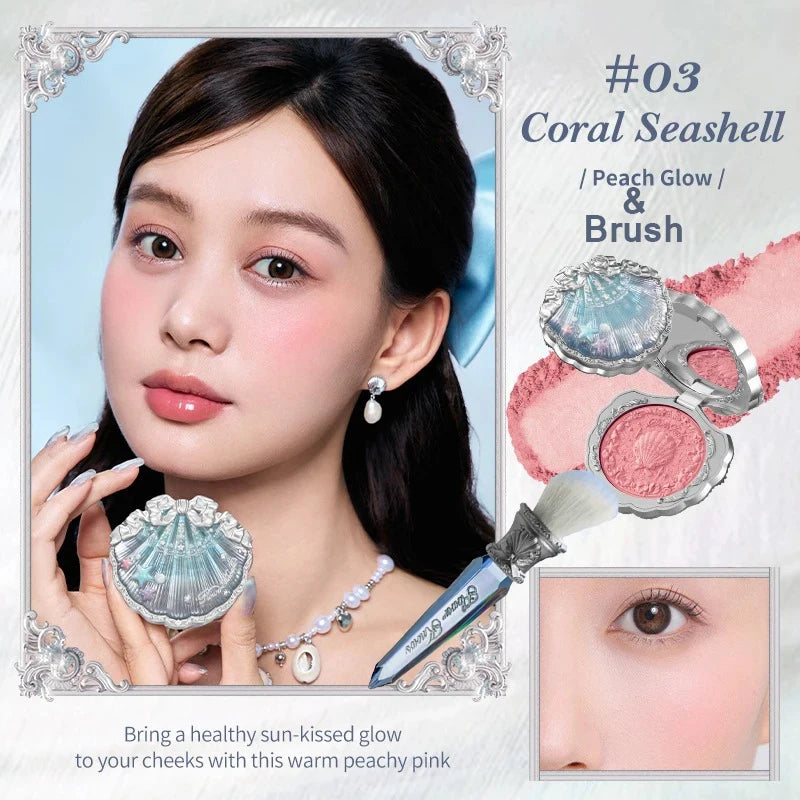Makeup Flowerknows Shell Pearl Collection Silk Satin Blusher Lightweight Highly Pigmented Blush Powder Long Lasting Face Blushes