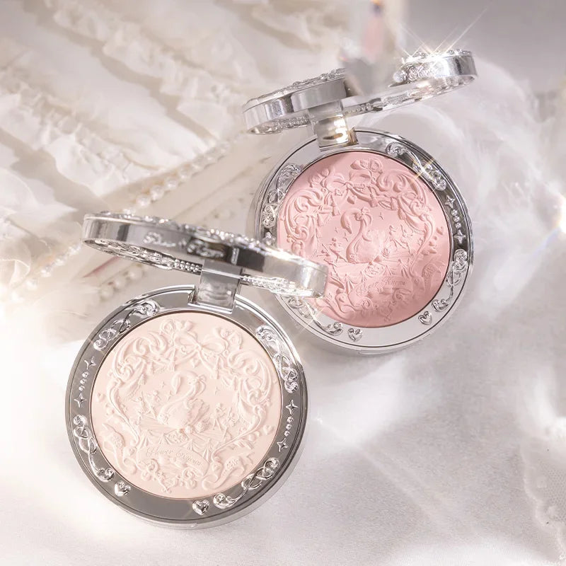 Flowerknows Swan Ballet Series Embossed Blush Palette Cute Makeup Korean Long Lasting Waterproof Face Blushes
