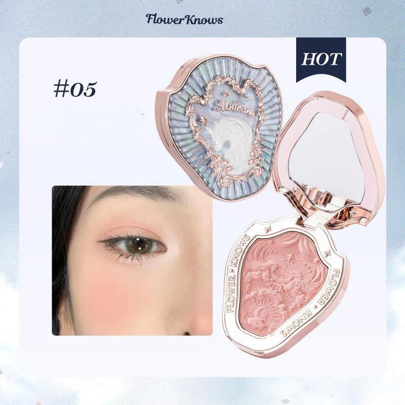 Flower Knows Embossed Blush Natural Cheek Blusher Matte Finish Cruelty-Free Powder Blush Makeup Matte Finish