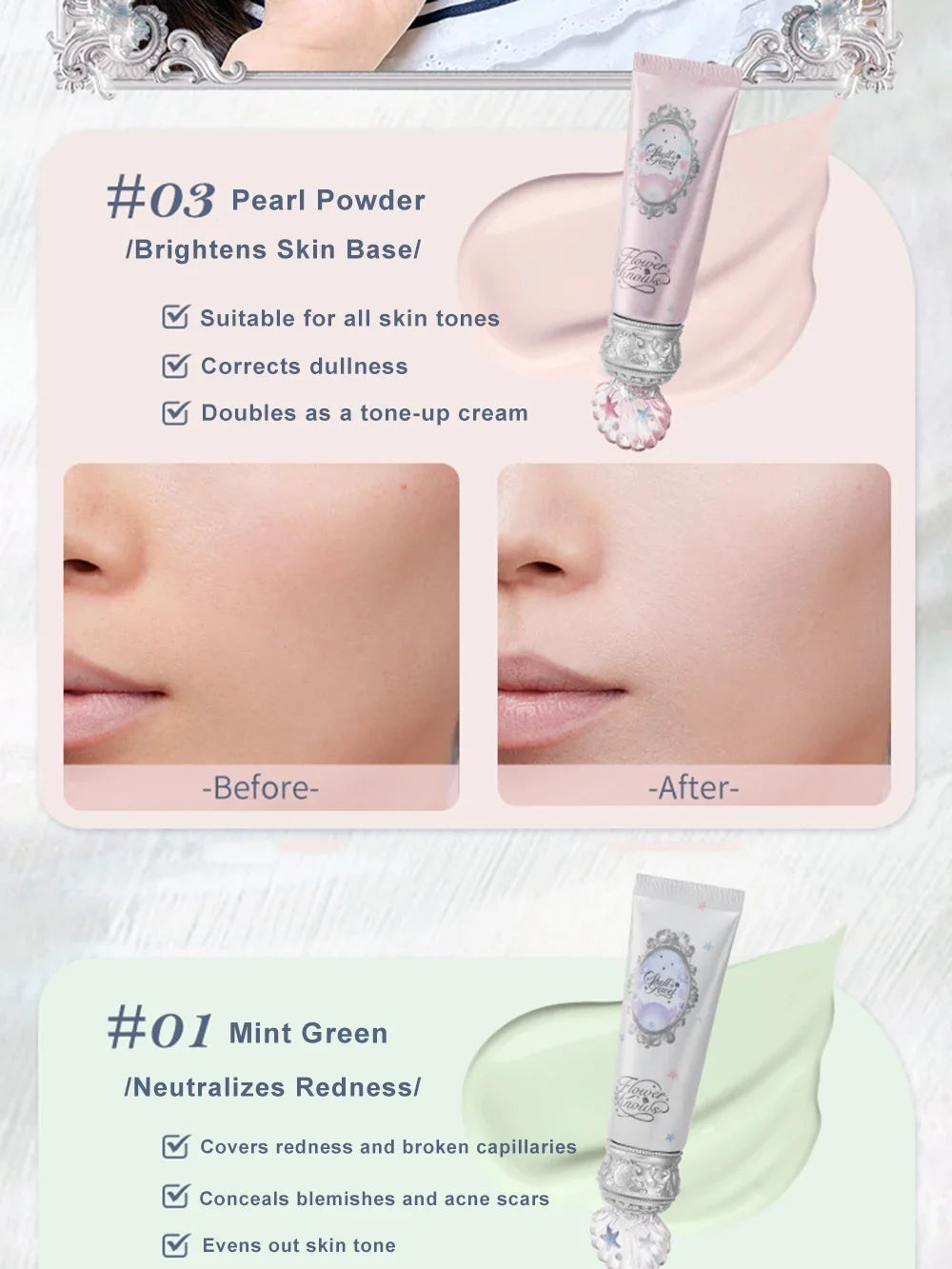 Flower Knows Primer Makeup Shells Jewel Radiance Hydrating Long Lasting Vegan Cruelty Free Base Primer 45g