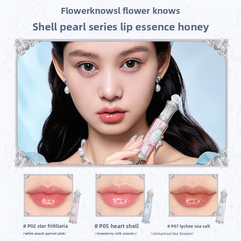 Flower Knows Shell Jewelry Essence Shimmer Lip Gloss Blush For Cheek Red Makeup Pearl Eye Shadow Ocean Mysterious Gift Box