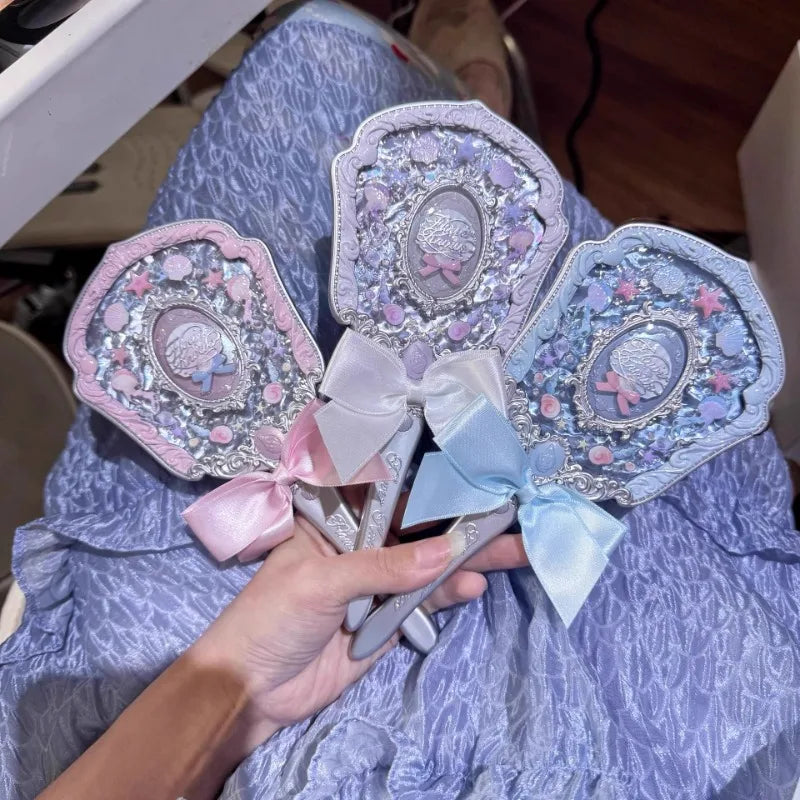 Flowerknows Makeup Hand  Shell Pearl Collection Makeup Mirrors High Beauty Portable Hand Mirror