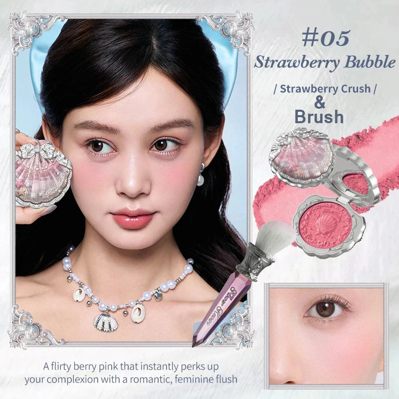 Makeup Flowerknows Shell Pearl Collection Silk Satin Blusher Lightweight Highly Pigmented Blush Powder Long Lasting Face Blushes