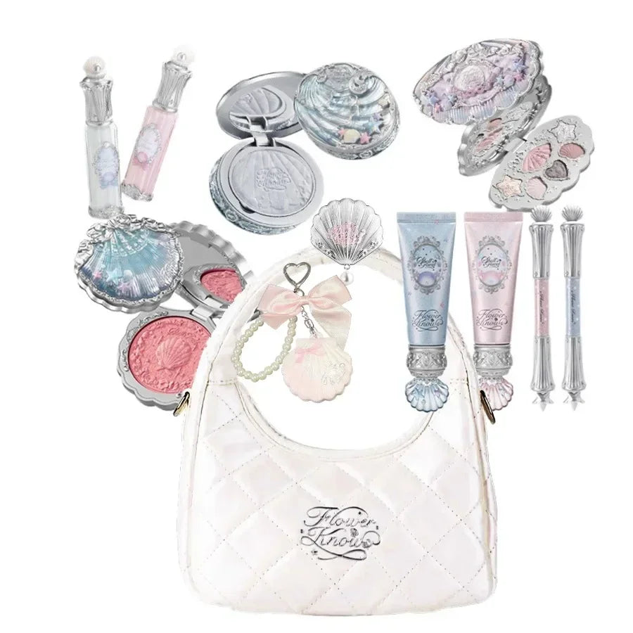 Flowerknows Shell's Jewel Collection Makeup Sets Eye Shadow Lip Gloss Blusher All In One Baking Powder Glitter Highlighter Kit