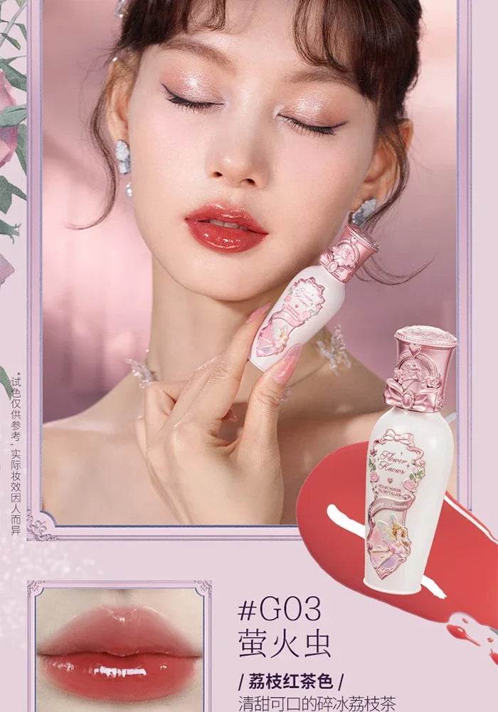 Flower Knows Midsummer Night Series Mirror Lip Gloss Film-forming Lip Balm Moisturizing Long Lasting Non-sticky ALL Lips Makeup