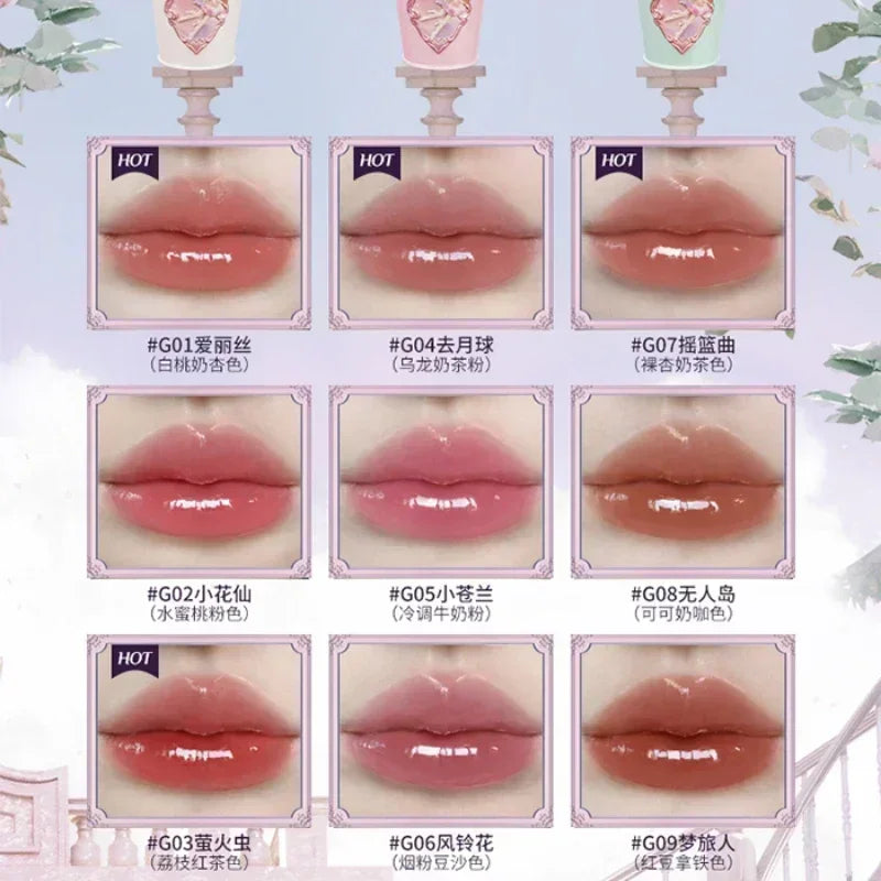Flower Knows Midsummer Night Series Mirror Lip Gloss Film-forming Lip Balm Moisturizing Long Lasting Non-sticky ALL Lips Makeup