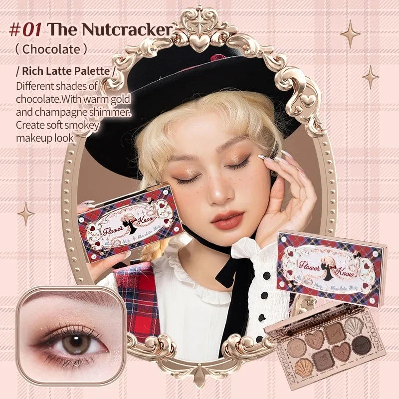 Flower Knows Chocolate Series All In Makeup Set Eyeshadow Palette Matte Lip Mud Blush Long Lasting Black Mascara Cream Original