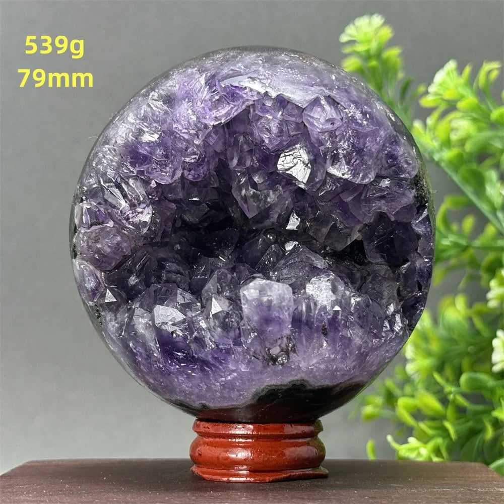 Natural Amethyst Crystal Sphere - Healing Energy Ball for Meditation, Aura Cleanse, Home Decor, Feng Shui, Gemstone Gift