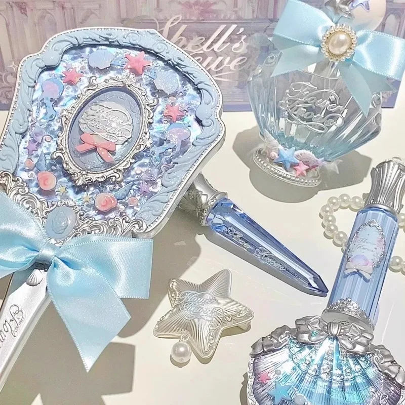 Flowerknows Makeup Hand  Shell Pearl Collection Makeup Mirrors High Beauty Portable Hand Mirror