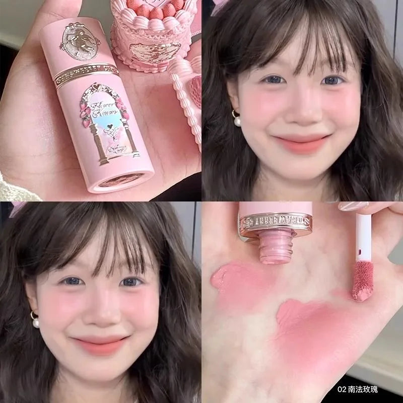 Flower Knows Makeup Blush Concealer Sets Strawberry Cupid Collection Liquid Blushes For Cheek 6pcs Kit Matte Finish Long Lasting