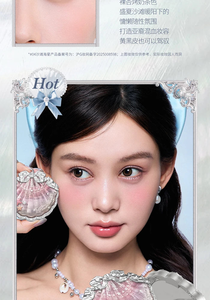 Makeup Flowerknows Shell Pearl Collection Silk Satin Blusher Lightweight Highly Pigmented Blush Powder Long Lasting Face Blushes