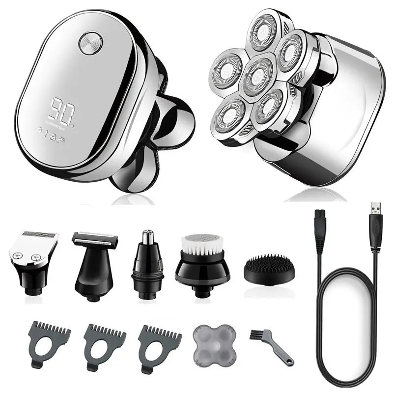 Electric Shaver Kit Men 5in1Wet DryRazor Beard Trimmer Digital Display Face Body Shaving Tool