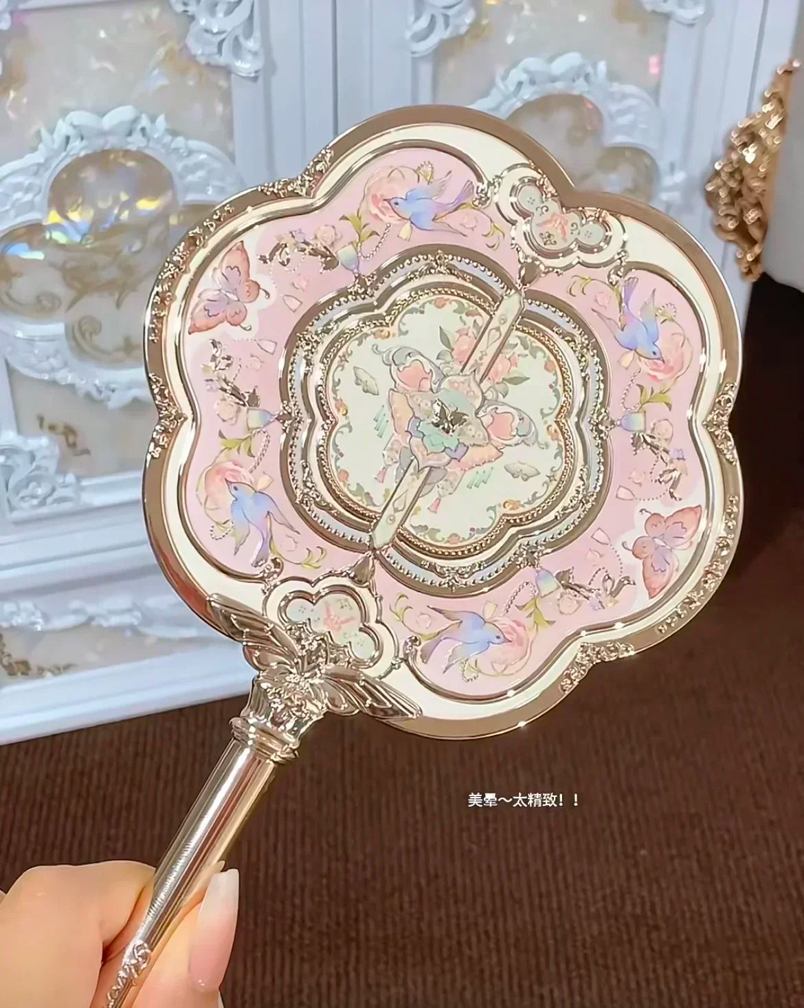 Flower Knows Little Angel Series Hand Holding Mirror 3 Types Exquisite Relief Makeup Tools