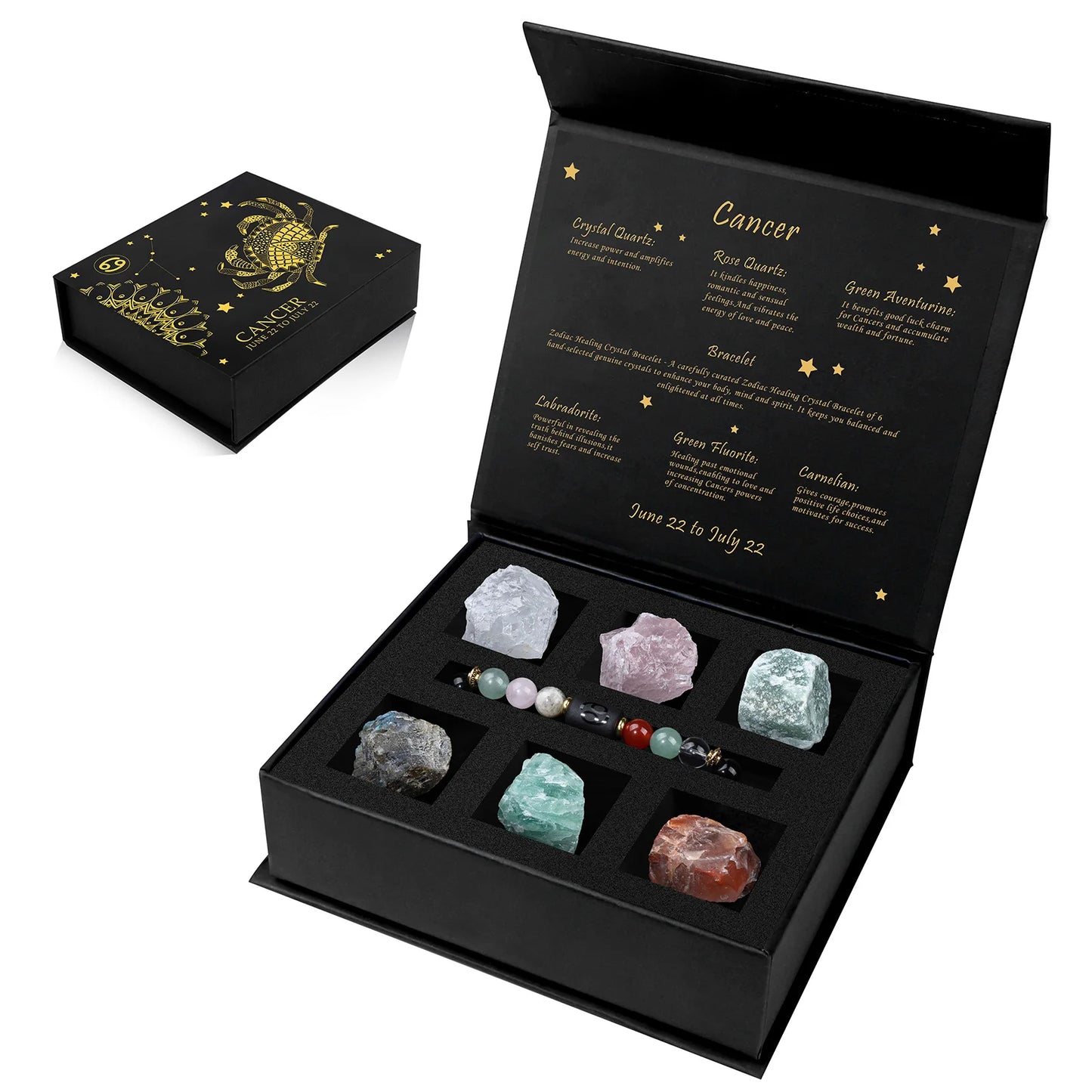 Zodiac Constellation Gift Set – Natural Stone Bracelet & Crystal Box for Astrology Lovers