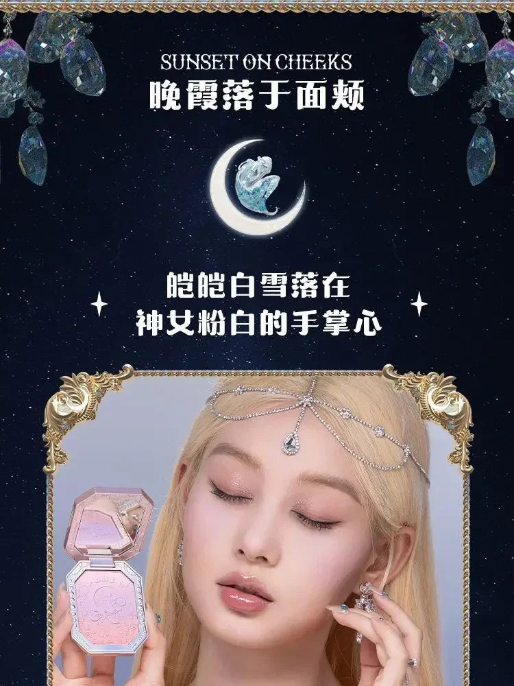 Flower Knows Moonlight Mermaid Gradient Blush Palette Long Lasting Matte Natural Brightening Multi-Color Combo Blush Makeup