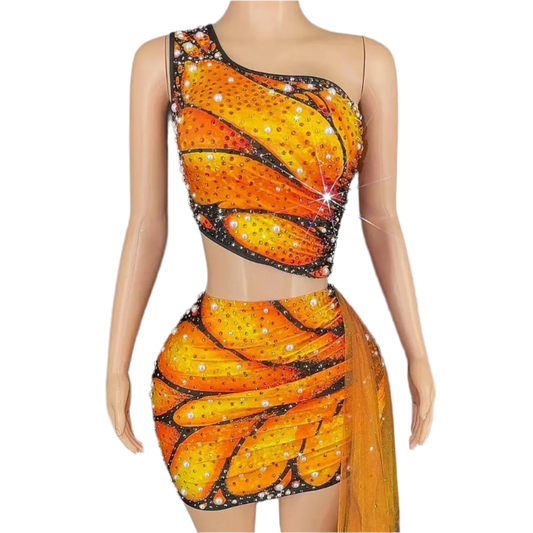 Luxurious Full Rhinestones Short Dress for Women Evening Prom Celebrate Dress Sexy Mesh Transparent Singer Show Stage Wear