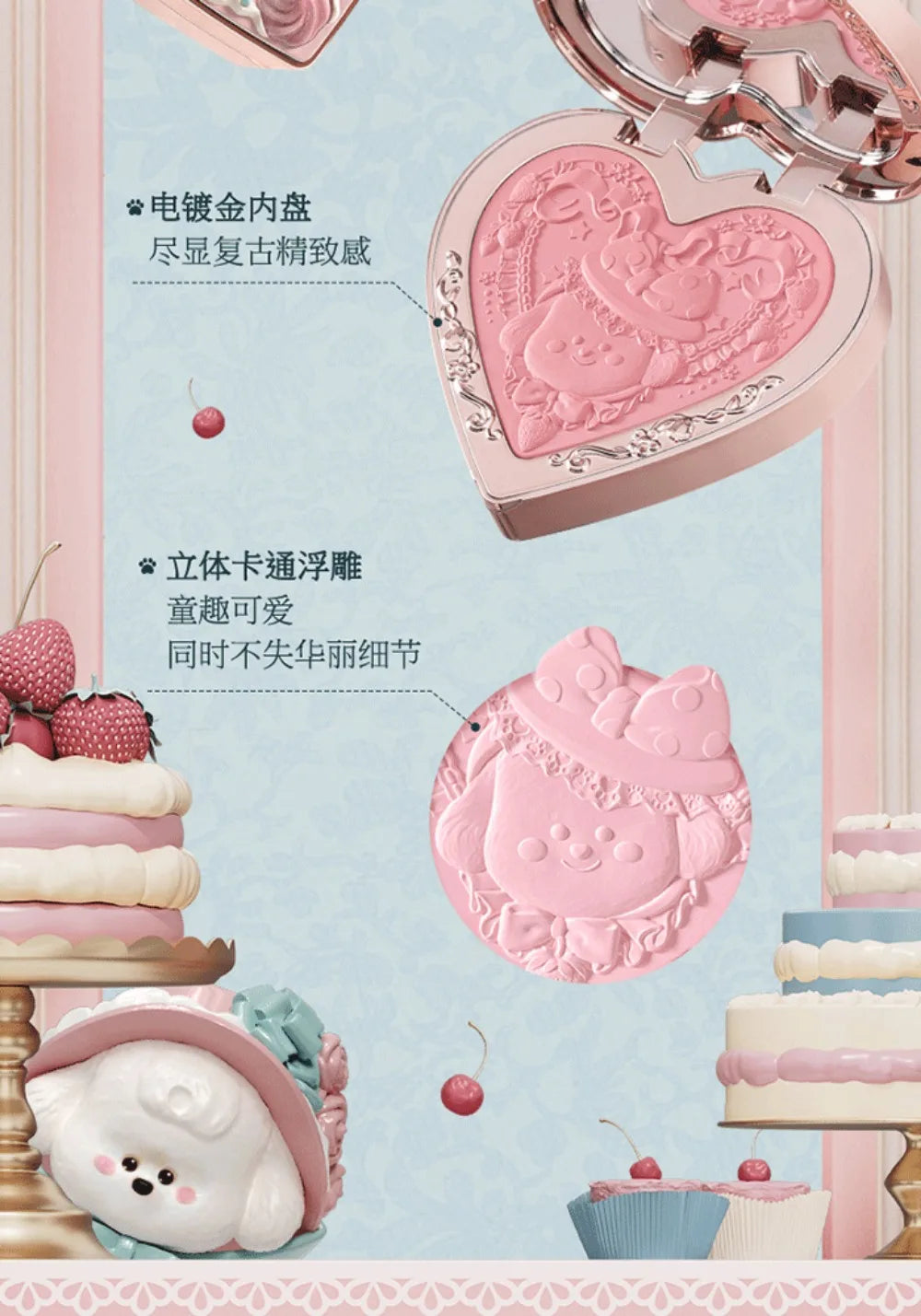 Never's Shop Collection Flower Knows Velvet Blush Cute Makeup Blushes Cruelty-Free Powder Blush Shape Face for a Matte Finish