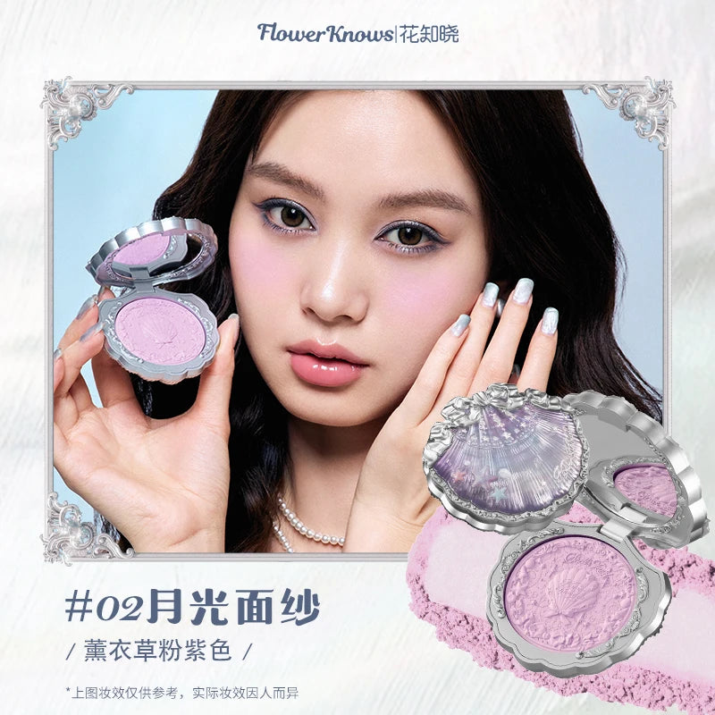 Makeup Flowerknows Shell Pearl Collection Silk Satin Blusher Lightweight Highly Pigmented Blush Powder Long Lasting Face Blushes
