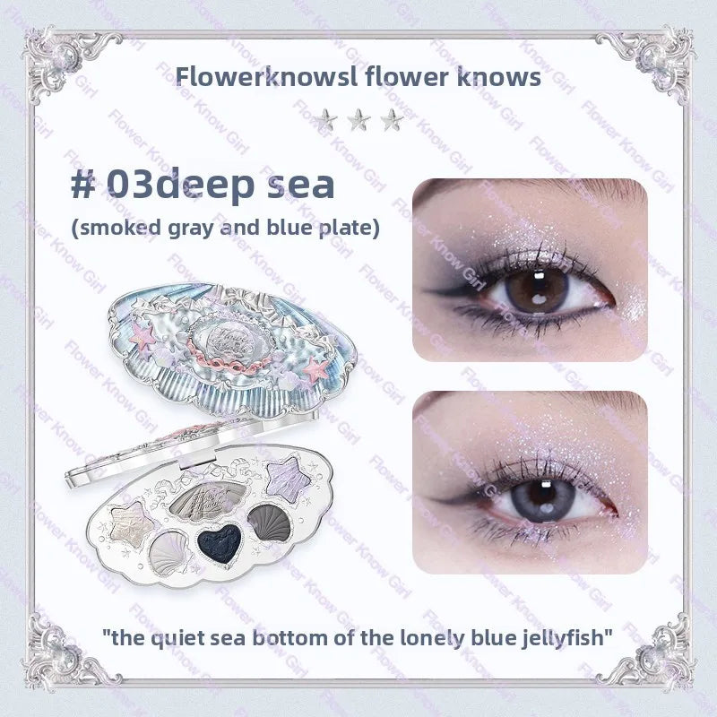 Flower Knows Swan Ballet Eyeshadow Palette Matte Fine Shimmer Pearl Face Palette 6 Colour Glitter Eye Shadow