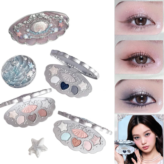 Flower Knows Shell Eyeshadow Palette 6 Colors Matte Shimmer Highly Pigmented Long Lasting Blendable Natural Look Makeup