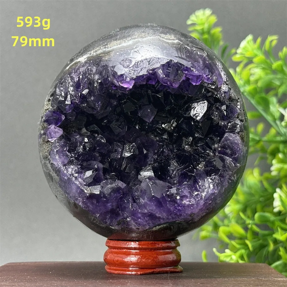 Natural Amethyst Crystal Sphere - Healing Energy Ball for Meditation, Aura Cleanse, Home Decor, Feng Shui, Gemstone Gift