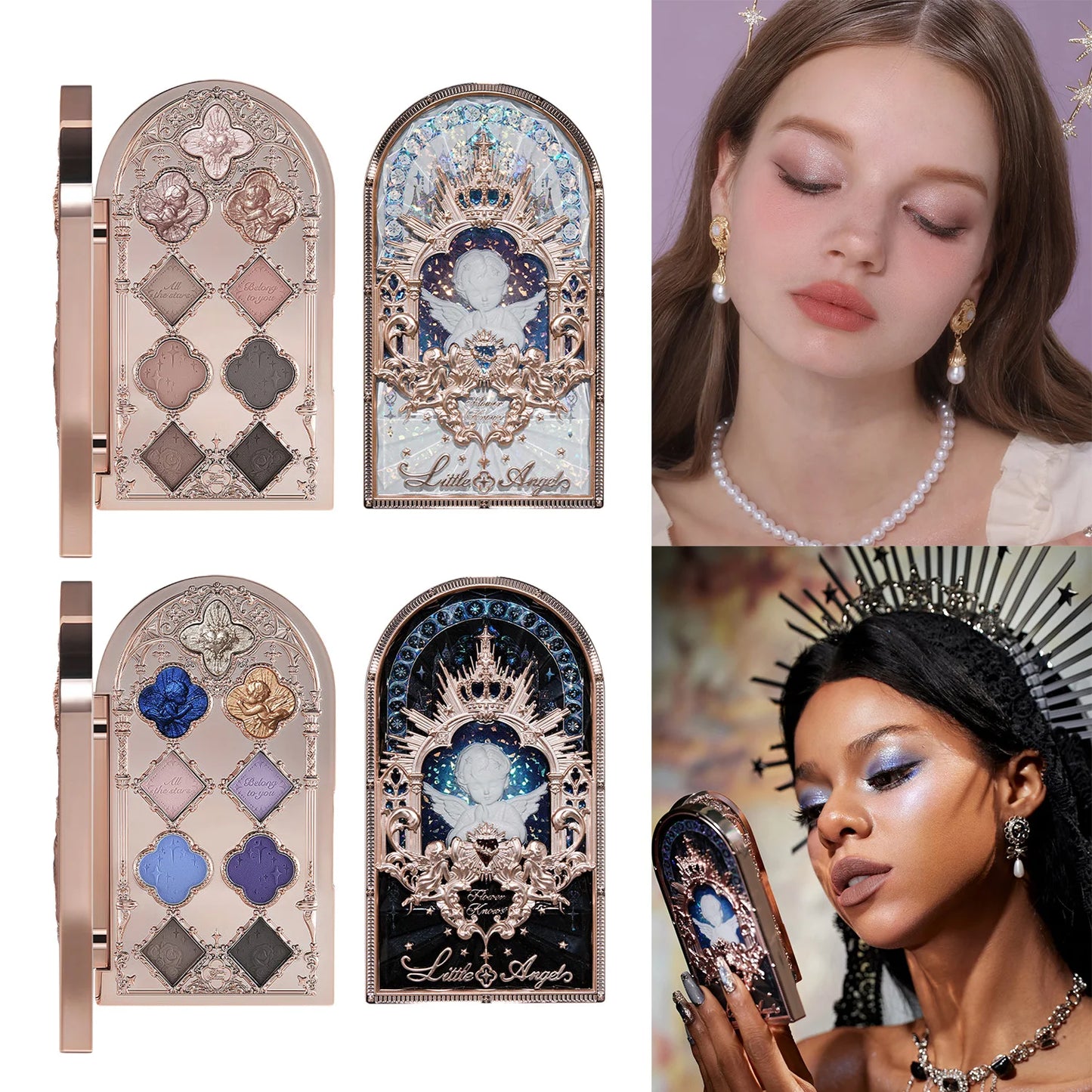 Flower Knows Little Angel 9 Color Eyeshadow Palette Matte Shimmer Glitter Vegan Cruelty Free Waterproof High Pigment eyeshadow