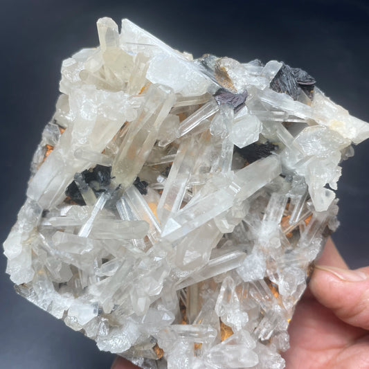 Raw Specular Hematite with Clear Quartz Cluster - Natural Healing Crystal, Mineral Specimen, Home Decor Gemstone, Energy Stone, Gift for Crystal Lovers