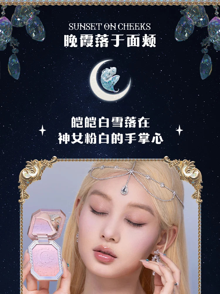 Flower Knows Moonlight Mermaid Cheek Blush Powder Gradient Blusher in Matte Finish Vegan Cruelty Free Private Label Makeup