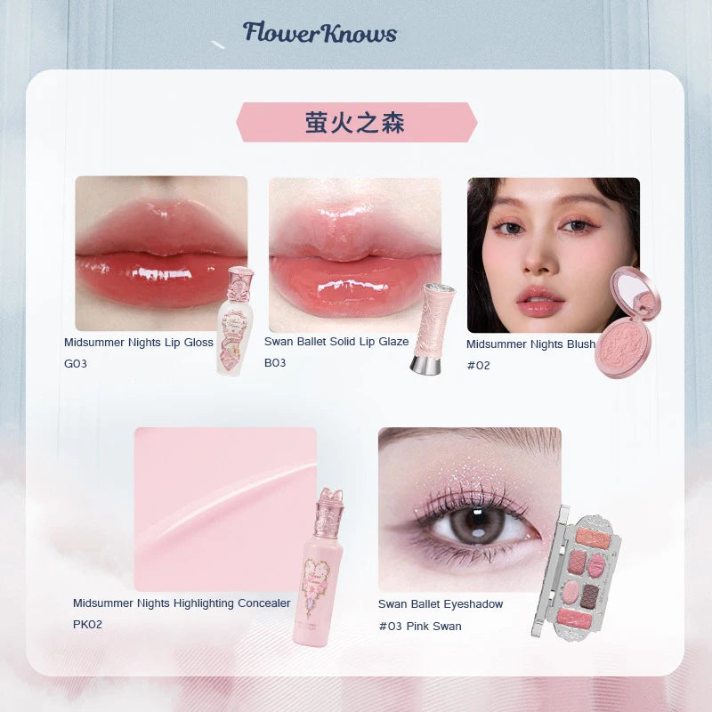 Flower Knows Gift Set Little Angel Lip Glaze Original Matte Blush For Cheeks Vegan Long Lasting Eyeshadow Palette Make Up Set