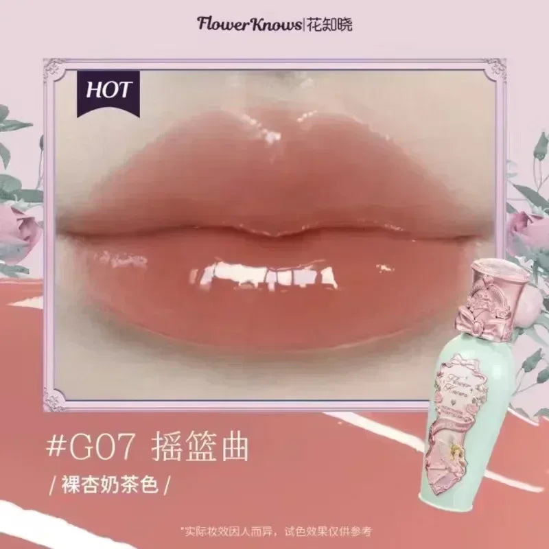 Flower Knows Midsummer Night Series Mirror Lip Gloss Film-forming Lip Balm Moisturizing Long Lasting Non-sticky ALL Lips Makeup