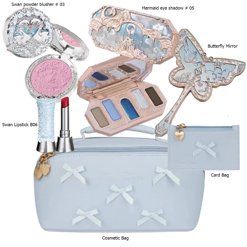Flowerknows All In One Mackup Set Gift Box Flower Knows Glitter Eye Shadow Palette Blusher Long Lasting Gloss Lipstick With Bag