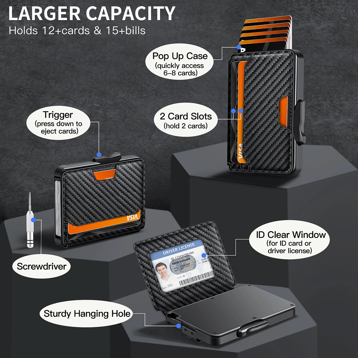 Slim Pop-Up Wallet RFID Blocking for Men with Card Holder