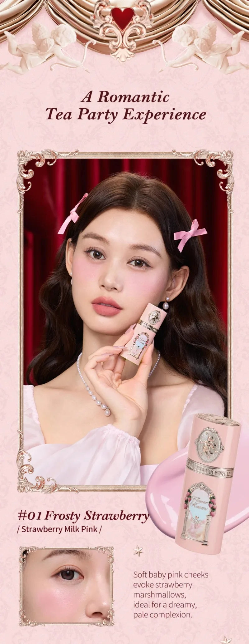 Flower Knows Makeup Blush Concealer Sets Strawberry Cupid Collection Liquid Blushes For Cheek 6pcs Kit Matte Finish Long Lasting