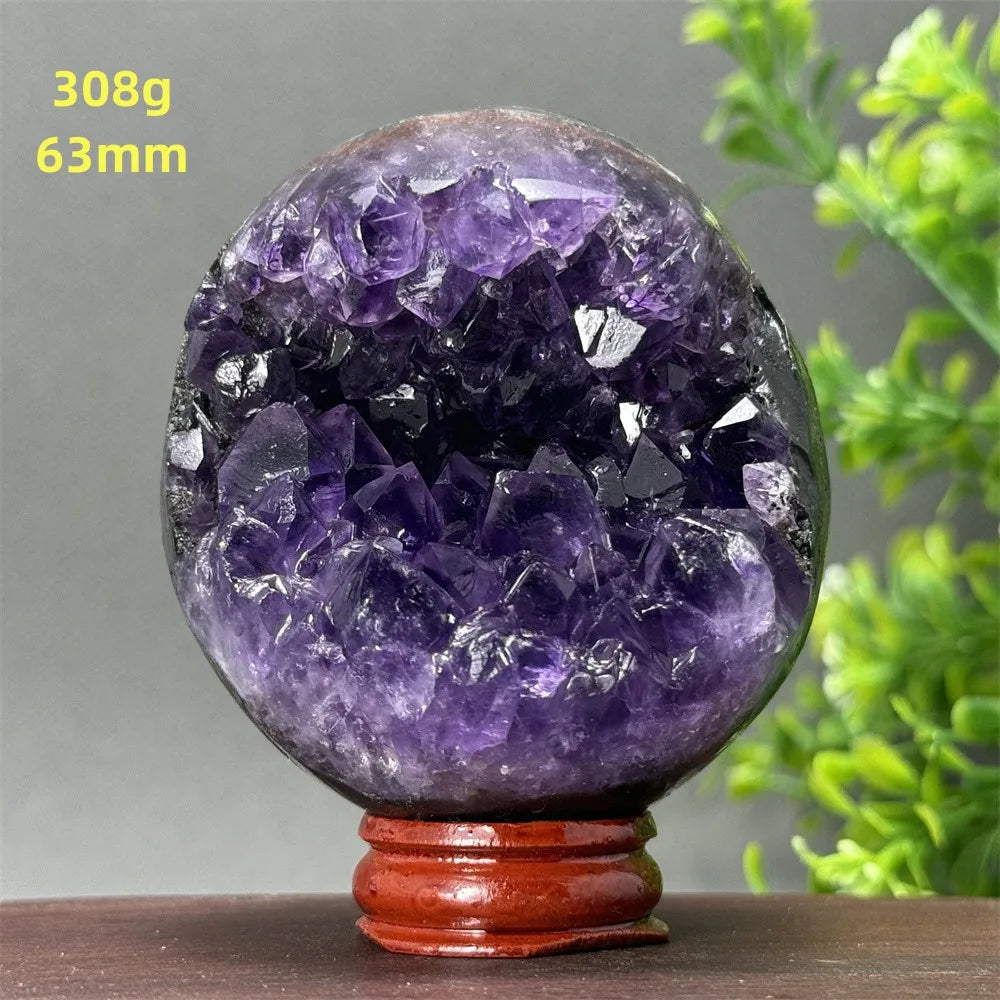 Natural Amethyst Crystal Sphere - Healing Energy Ball for Meditation, Aura Cleanse, Home Decor, Feng Shui, Gemstone Gift
