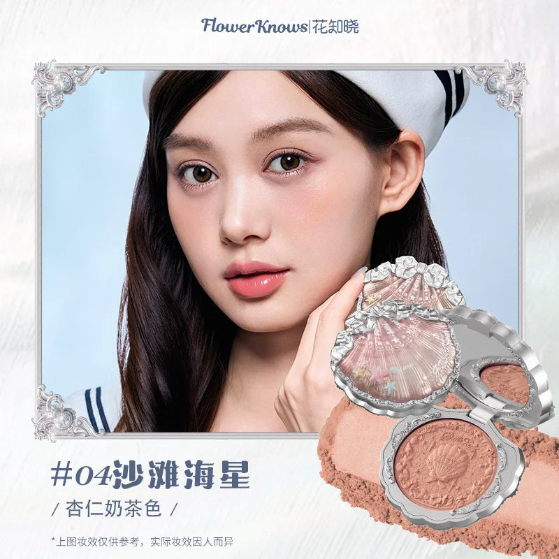 Makeup Flowerknows Shell Pearl Collection Silk Satin Blusher Lightweight Highly Pigmented Blush Powder Long Lasting Face Blushes