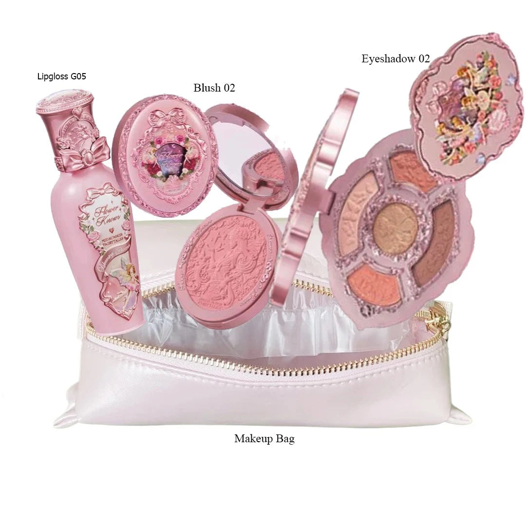 Flowerknows All In One Mackup Set Gift Box Flower Knows Glitter Eye Shadow Palette Blusher Long Lasting Gloss Lipstick With Bag