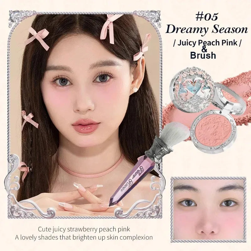 Makeup Flowerknows Shell Pearl Collection Silk Satin Blusher Lightweight Highly Pigmented Blush Powder Long Lasting Face Blushes