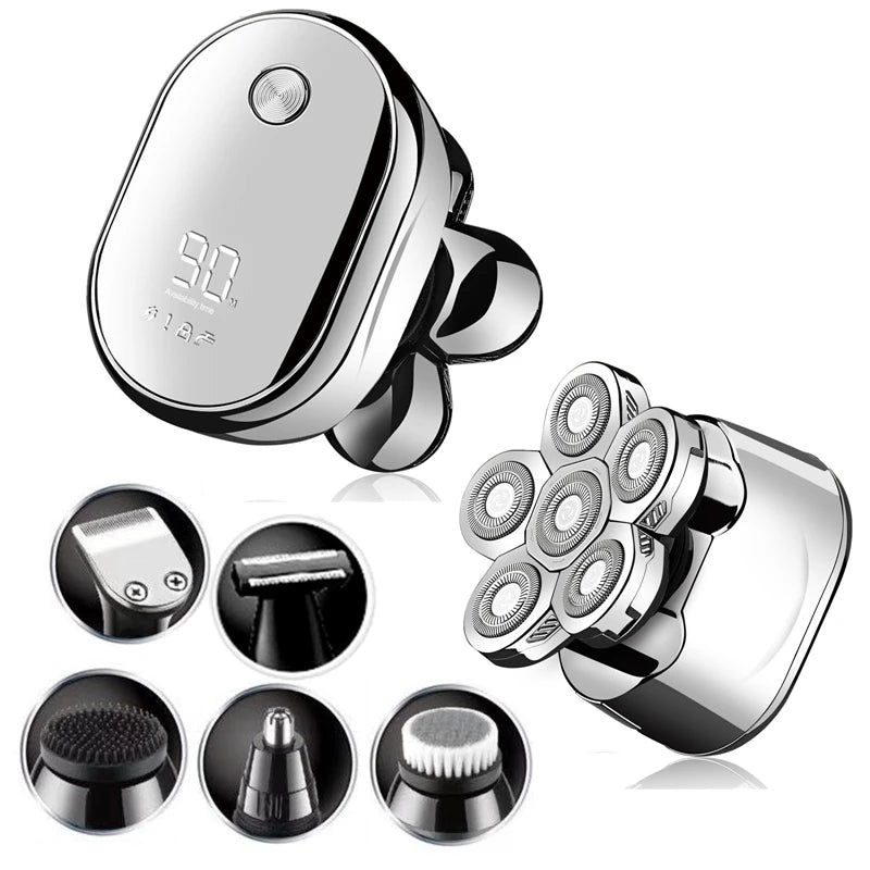 Electric Shaver Kit Men 5in1Wet DryRazor Beard Trimmer Digital Display Face Body Shaving Tool