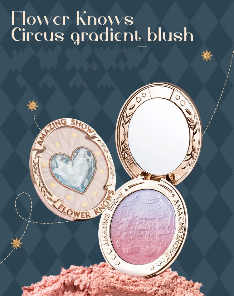 Flower Knows Blush Makeup Flower Knowing Circus Blue Purple Gradient Blusher Matte Natural Glow Face Powder Blushes 5g/0.17OZ