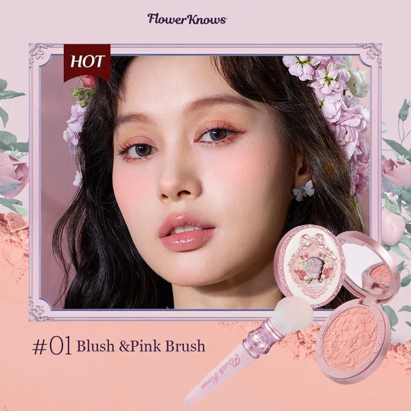 Makeup Flowerknows Shell Pearl Collection Silk Satin Blusher Lightweight Highly Pigmented Blush Powder Long Lasting Face Blushes
