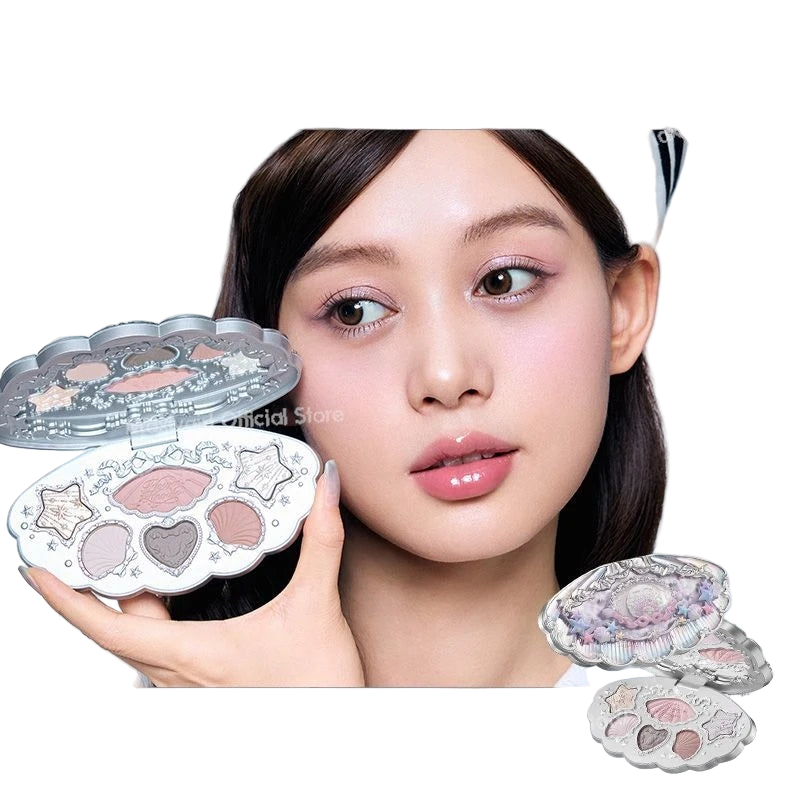 5pcs/set 2025 New Flower Knows Shells Pearl Series Lip gloss Eyeshadow Powder Blush Face Primer Base Makeup Set