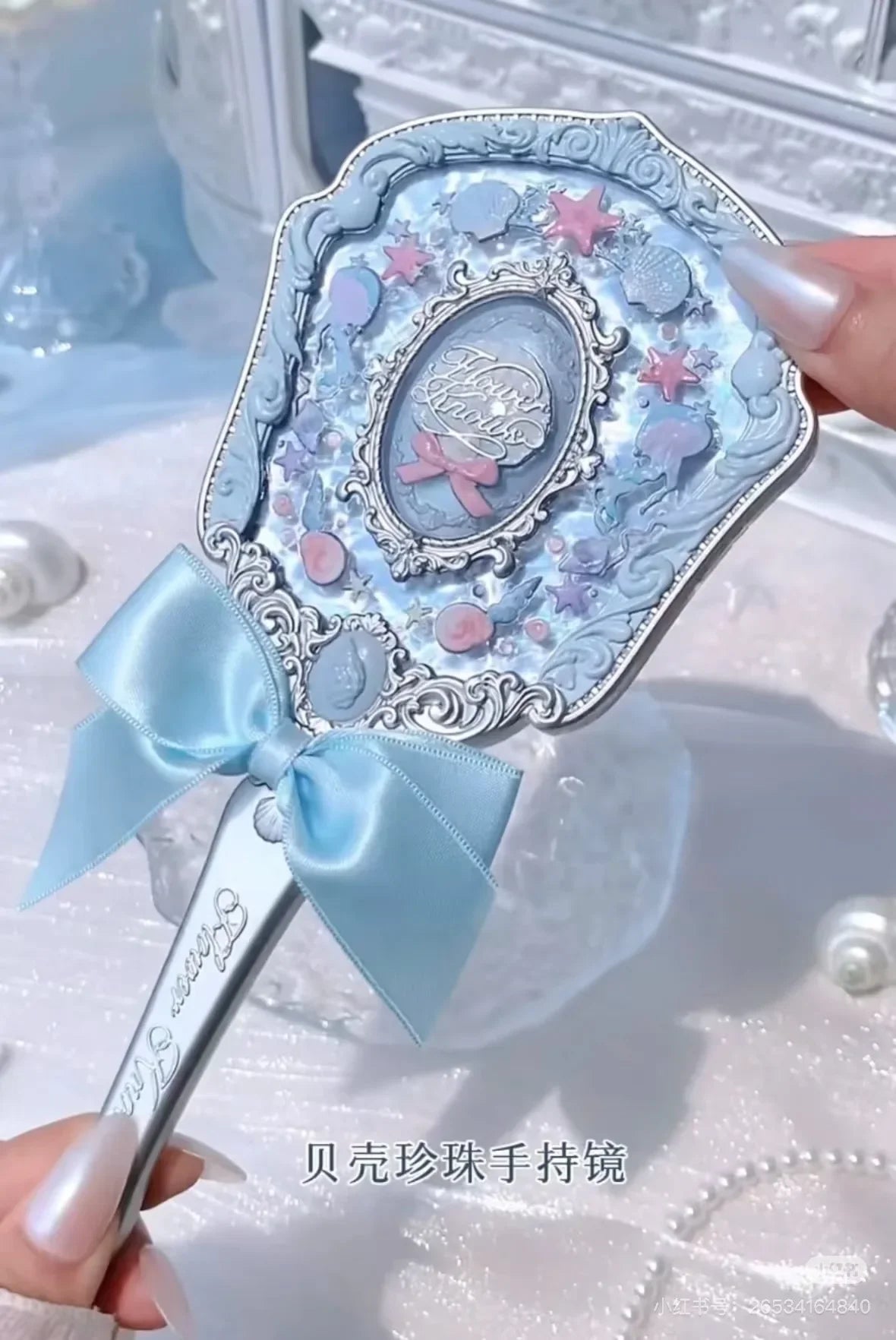 Flower Knows Little Angel Series Hand Holding Mirror 3 Types Exquisite Relief Makeup Tools
