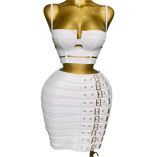 2025 New Arrival High Quality Women Sexy Bandage Tops Fashion Pencil Skirts Set Nightclub Party Celebrate Women's Set
